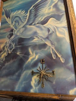 Vintage 1980s Unicorn Pegasus Framed Picture