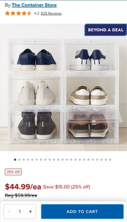 Drop-front clear sneaker containers
