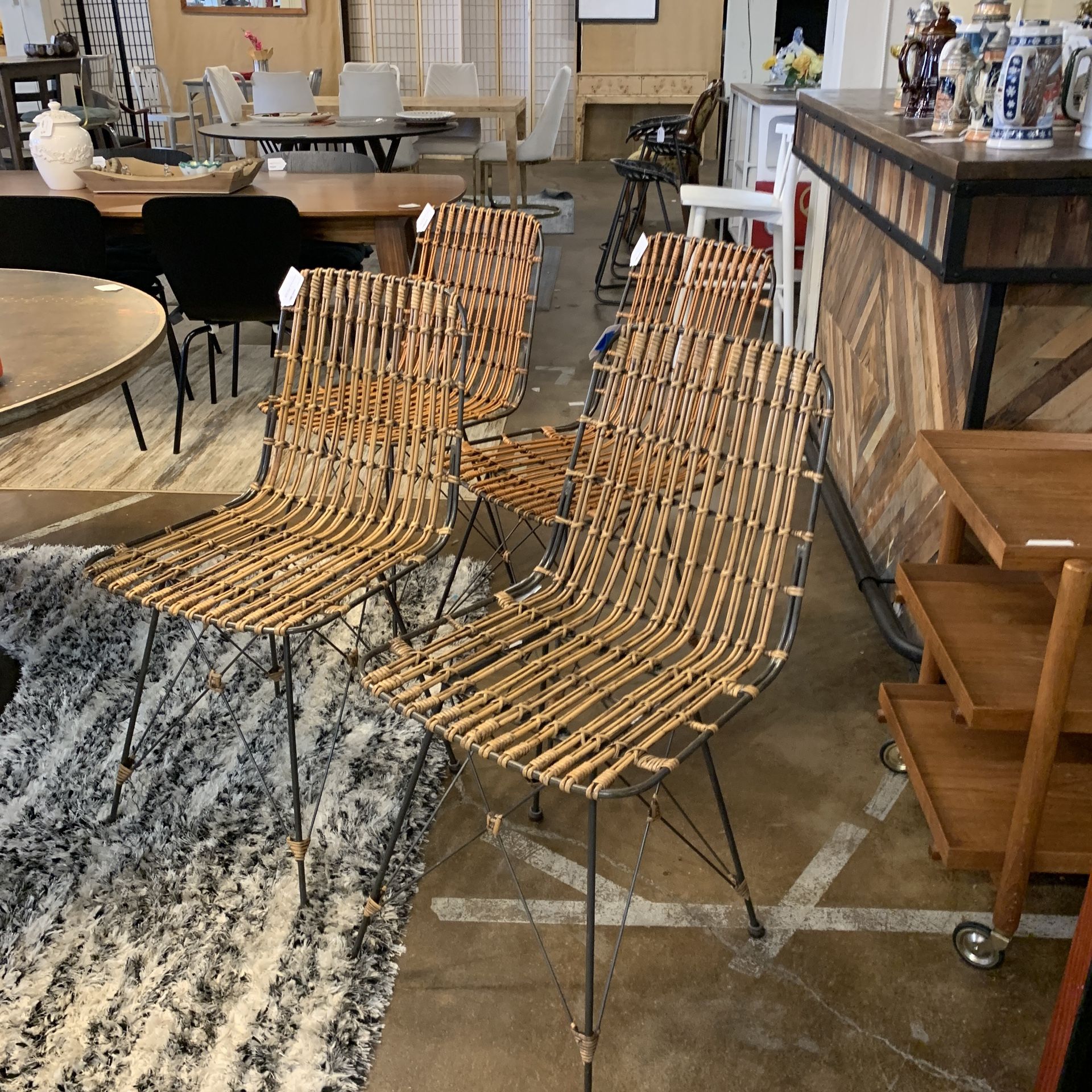 Woven Wood/Metal Dining Chair (Set Of 4)