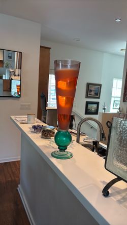Color glass vase, 21 inches tall