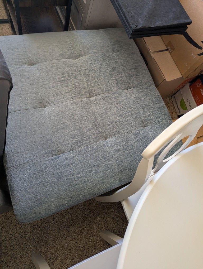 Teal Blue Couch With Ottoman