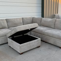 6 PIECE MODULAR SECTIONAL WITH STORAGE OTTOMAN 