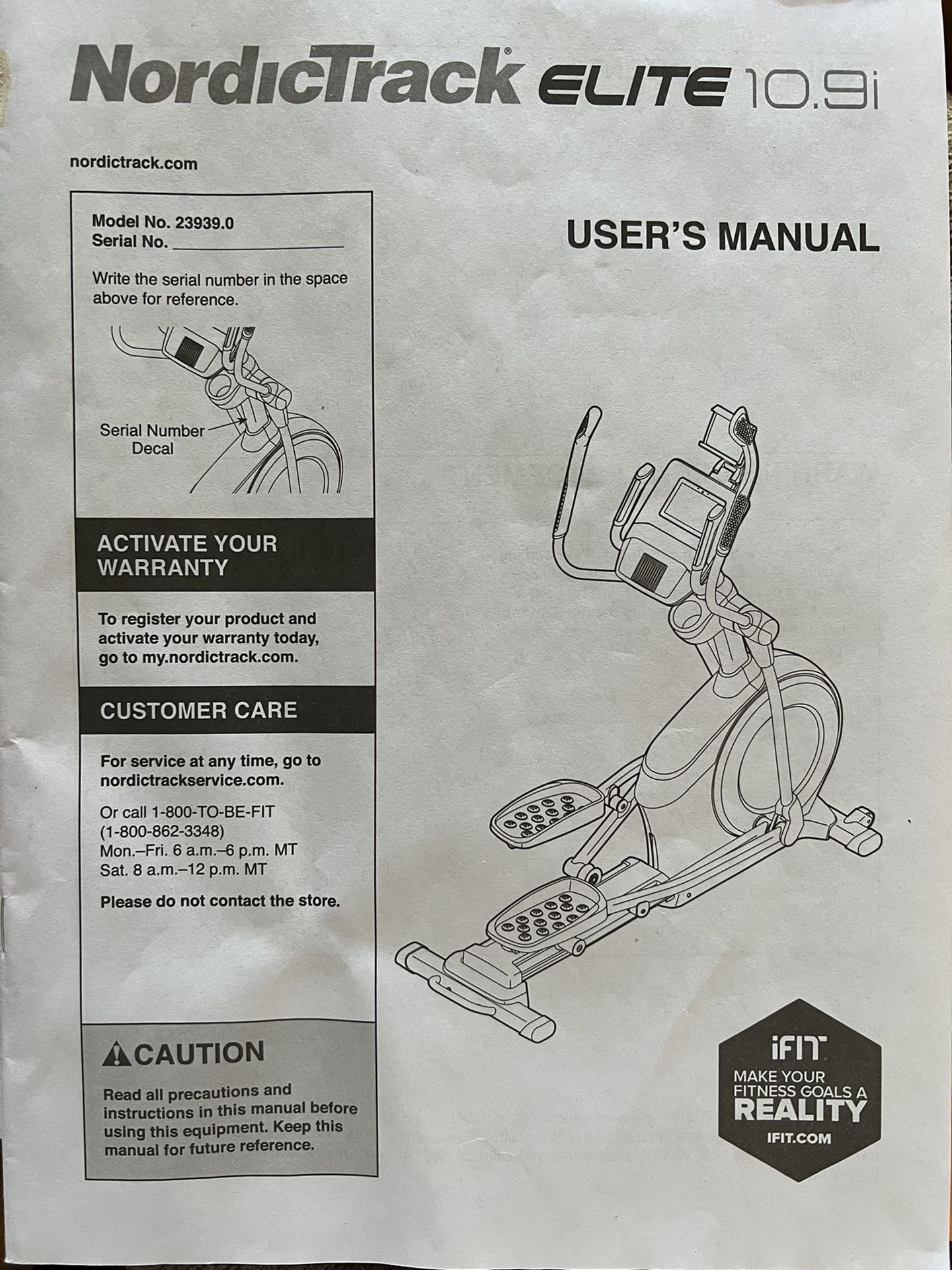Nordictrack elite 10.9 i elliptical manual new arrivals