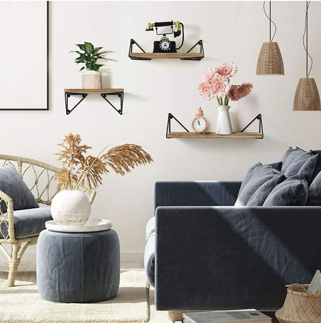 Wall Mounted Set of 3, Rustic Wood Wallfor Living Room, Bedroom