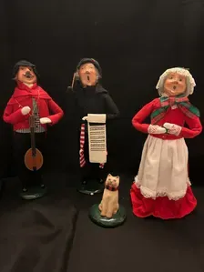 Vintage Byers’ Choice Carolers – Set of 4 with Cat (1980s Signatures)