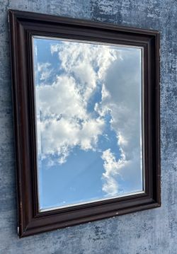 *Delivery Available* Large Beveled Wall Mirror – Dark Wood Frame – Traditional Dresser Mirror