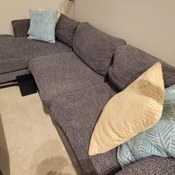 2 Piece Sectional with left Arm Facing Chaise and Grey Chair