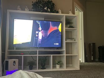White Entertainment Center with Shelving