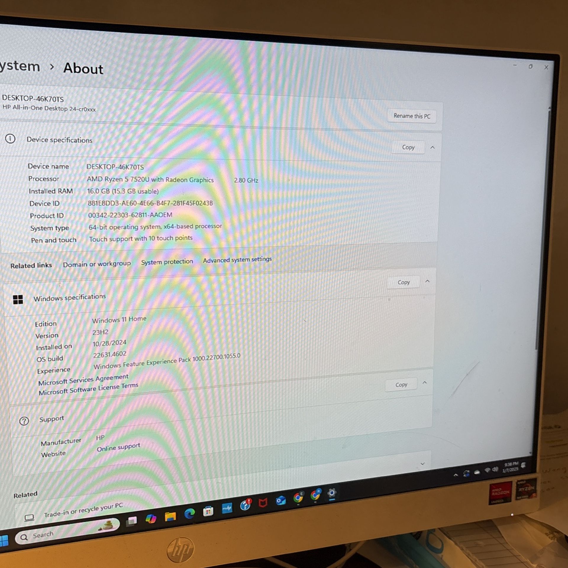 Hp All In One Computer Desktop 46k70ts
