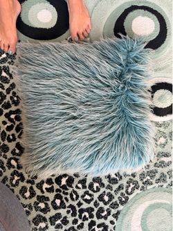 Furry Light Blue Pillow