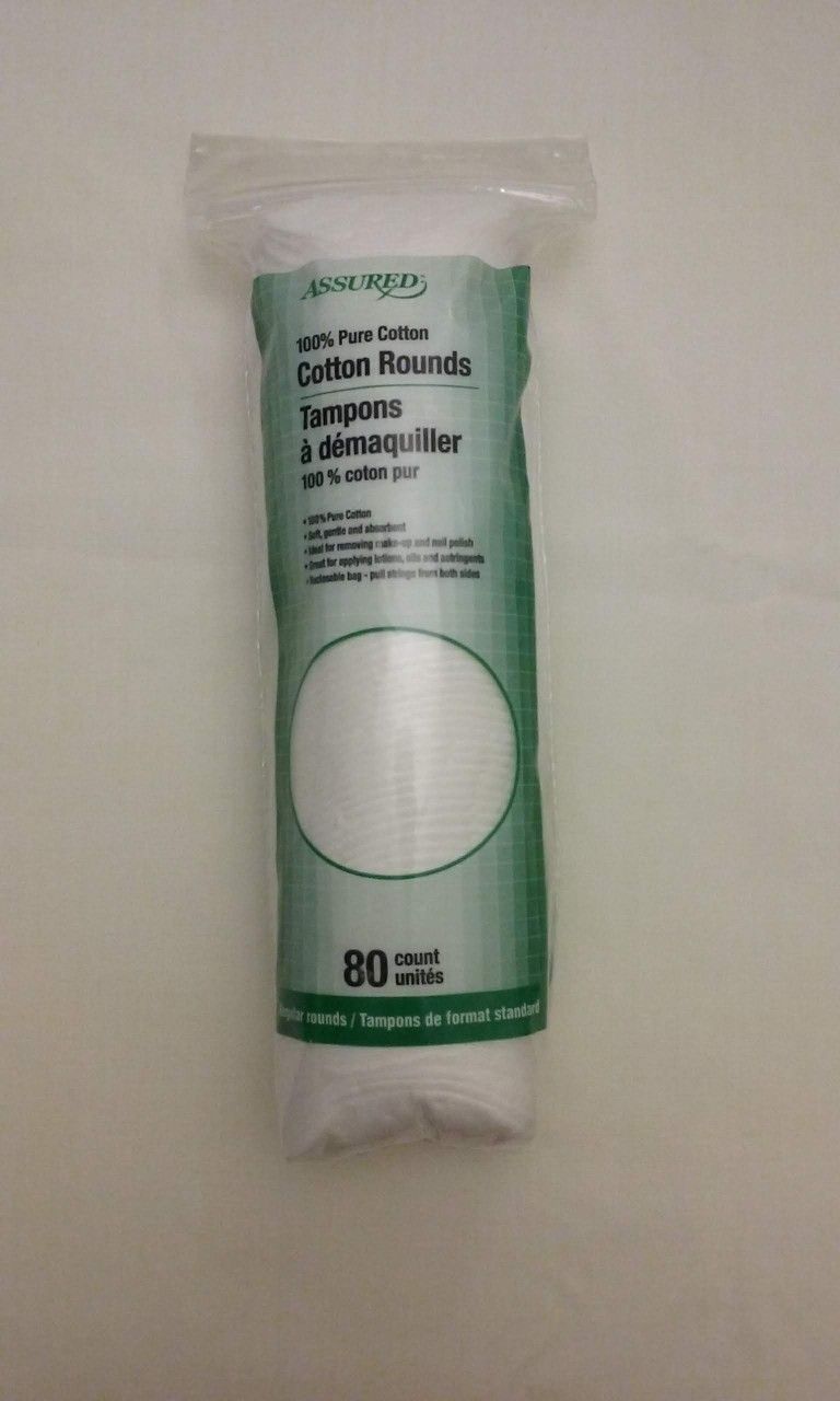 Assured 100% Pure Cotton Rounds 80-ct, NEW-Last ONE