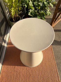 white metal side table