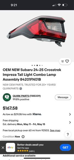 luz trasera (calavera) de un Subaru Crosstrek