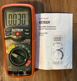 Extech EX470A 12 Function True RMS Professional Multimeter + Infared Thermometer HVAC