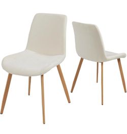 Dining Chairs Set of 2, Mid-Century Modern Fabric Kitchen Chairs Curved Backrest for Comfort, High-Density Sponge Padded Seat, Heat and Stain Resistan
