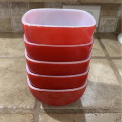 Vintage Red Small Bowl Pyrex set of 5