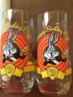 1990 Bugs Bunny 50TH Birthday 2 glass set
