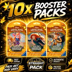 10x Lorcana Wilds Unknown Sleeved Booster Packs