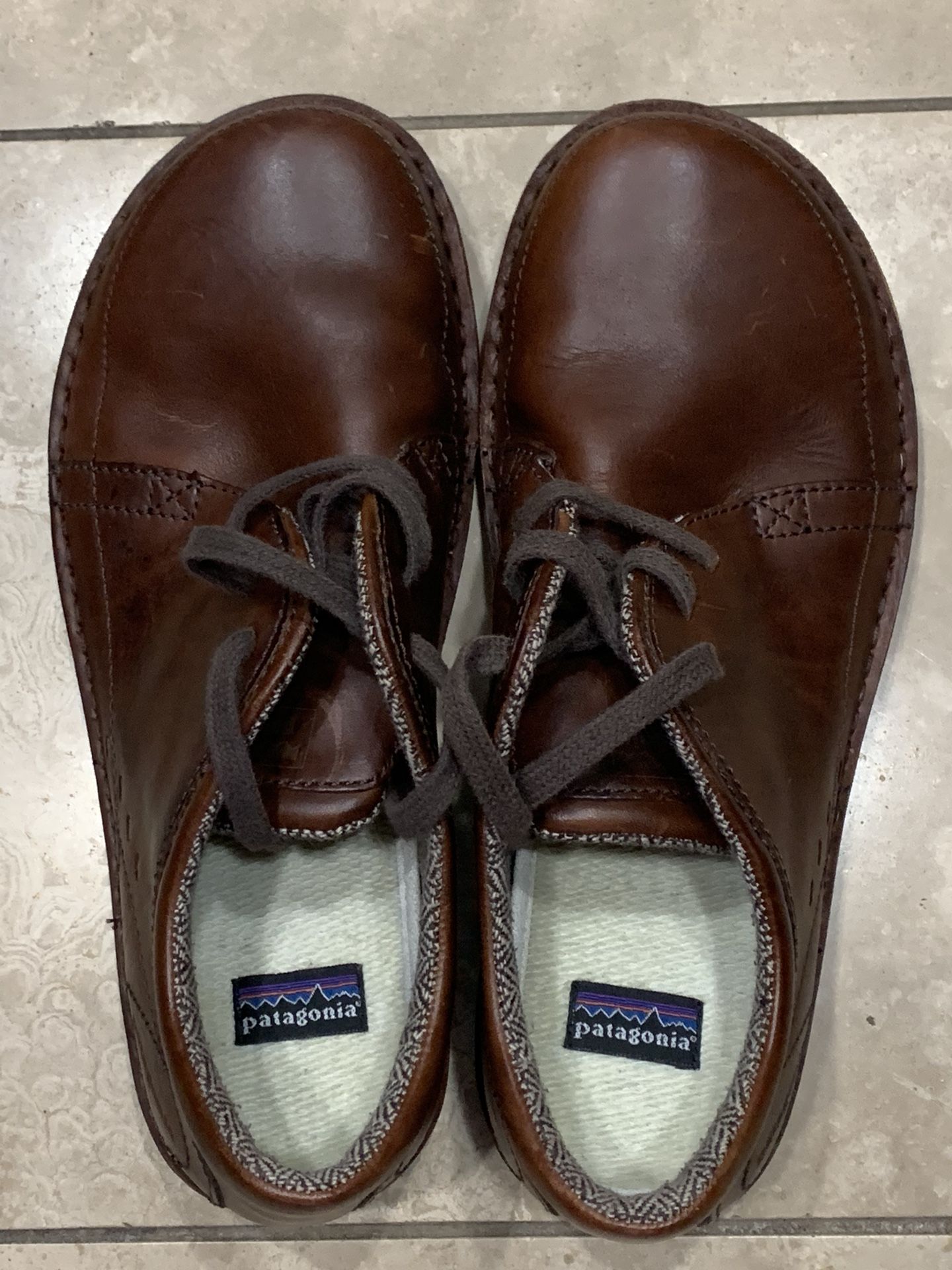 Patagonia Loulu Walnut Brown Leather Oxford Shoes Mens Size 10 Medium - NEW