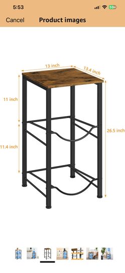 Brown Heavy Duty 5 Gallon Water Bottle Holder - 2 Tier Water Cooler Storage Rack With Top Shelf - Dispenser Stand for Kitchen, Living Room, Office