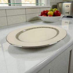 Lenox Springdale 16” Oval Serving Platter Ivory Platinum Trim USA Discontinued