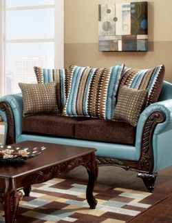 New, Solid Antique wood Teal Couch At 65% Cheaper Than Market