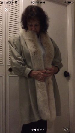 glove leather coat with fox collar