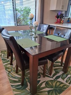 Glass Top Dining Table with 4 Chairs