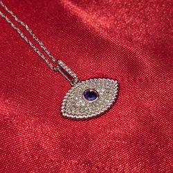 10k White Gold Diamond Evileye Necklace Set 0.25 ctw