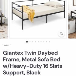 Giantex Twin Daybed Frame, Metal Sofa Bed w/Heavy-Duty 16 Slats Support, Black