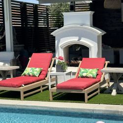 **2 Outdoor Adjustable Restoration Hardware Pool Lounge Chaise Chairs**