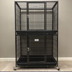 2-Brand-New 37” HD Dog Kennel Cage With Metal Floor