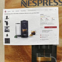 $89, (target At $199)Nespresso VertuoPlus Coffee Maker and Espresso Machine by DeLonghi Black Matte 
