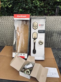 Kwikset Belleview Antique Brass Door Handleset Tylo Knob w/ SmartKey 96870-098