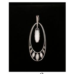 90mm x 28mm RLM STUDIOS Robert Lee Morris Solid Sterling Silver Mother Of Pearl Oval Dangle Pendant, Mint!