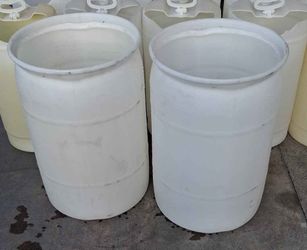 30 Gal  55 Gal Plastic Drums HDPE # 2 Barrels Trash Can Water Storage Containers Recycling  Rain Barrel Plastic Drums Gray Water Storage