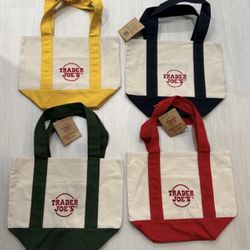 SOLD AS SET : Trader Joe's Canvas Tote Bag Set 