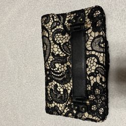 JustFab Black/Cream Lace Handbag