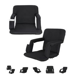 ZenSports 2PCS Portable Stadium Seat Chair for Bleacher W/ 5 Reclining Positions, Waterproof & Anti-Slip Base