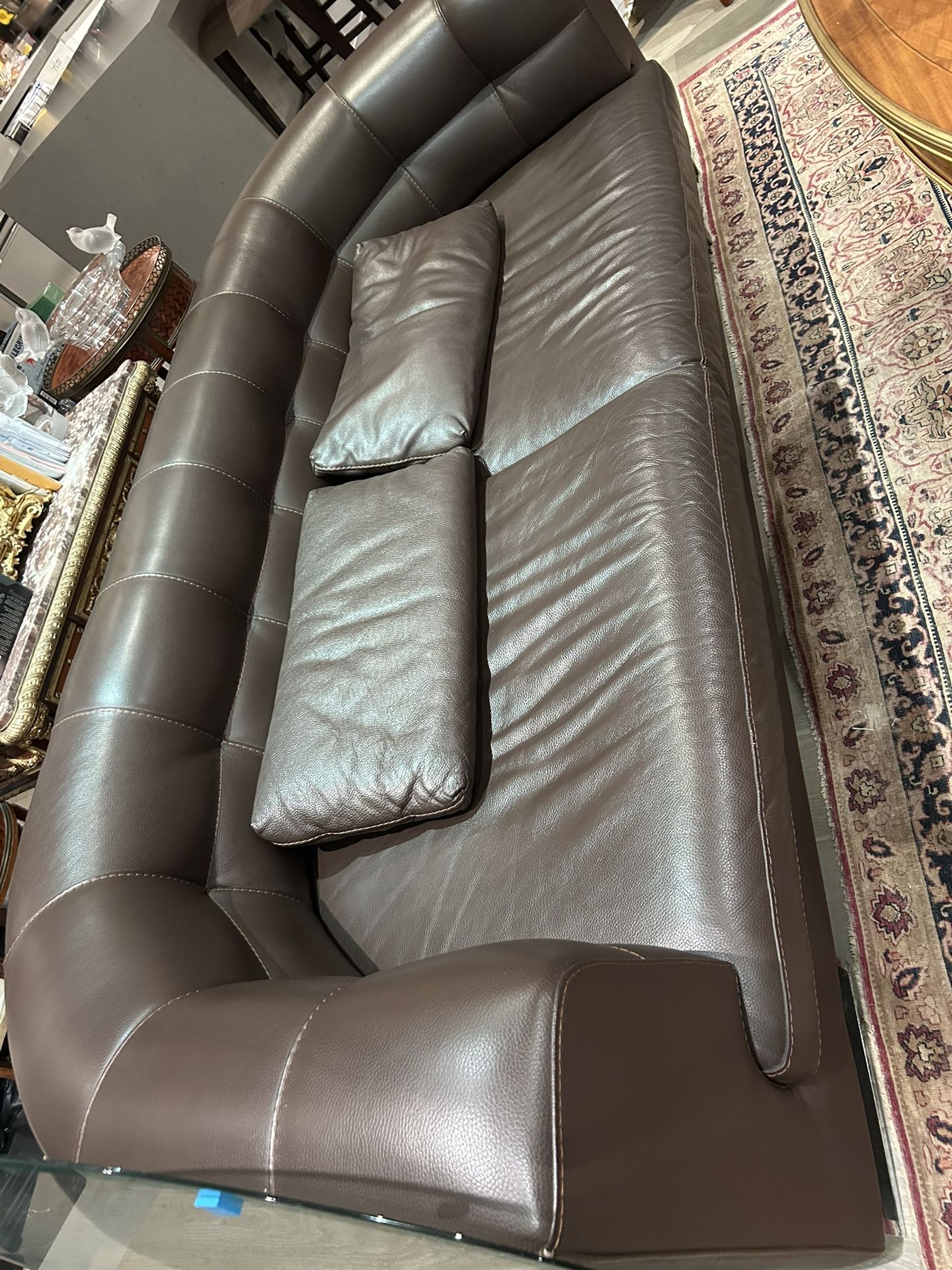 Furniture Sofa, Love Seat Set Of 3. Italian Leather. Brown. Great Condition