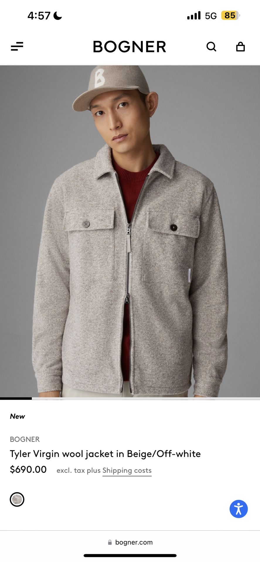 BOGNER Tyler Virgin wool jacket in Beige/Off-white