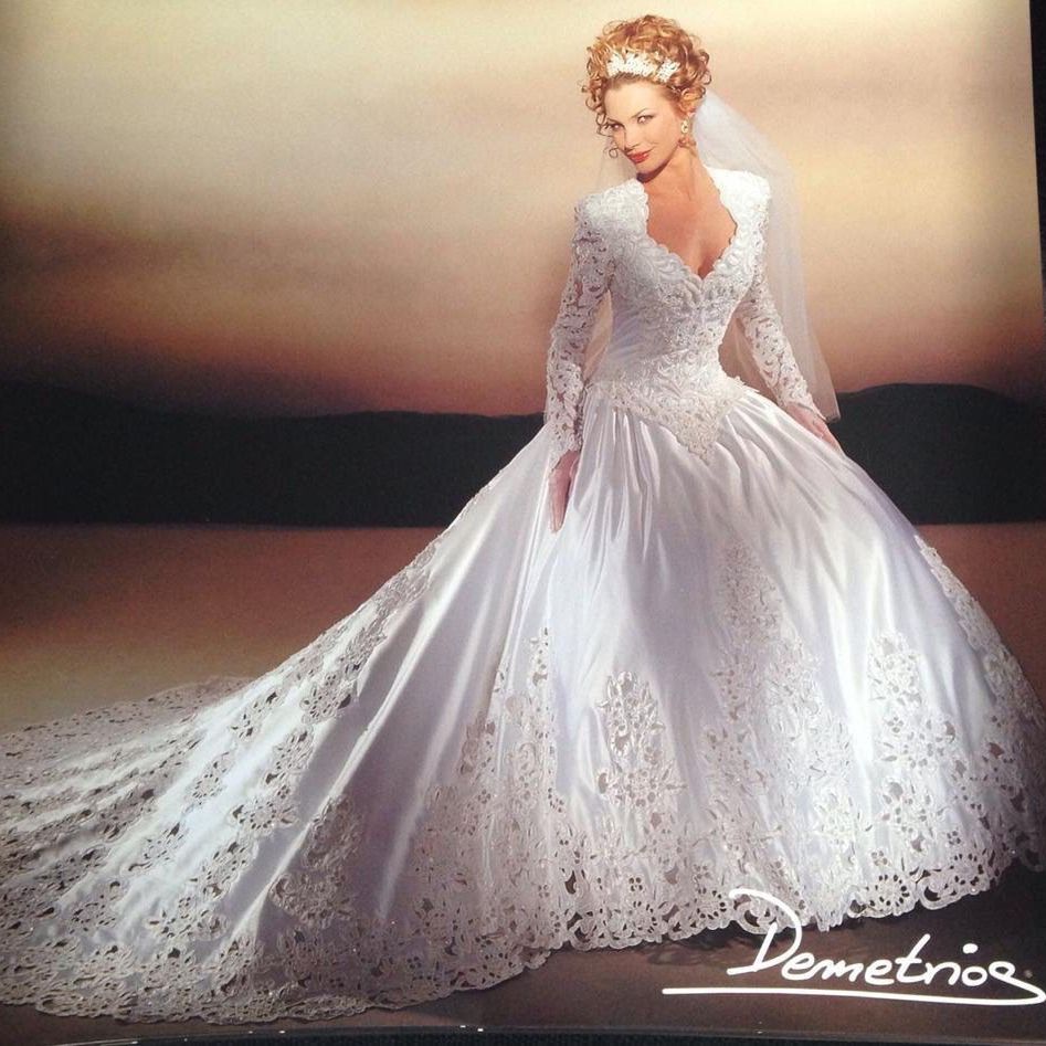 Vtg Demetrios White Wedding Dress Size 18+ featured In Bride Mag 1998 -Worn Once