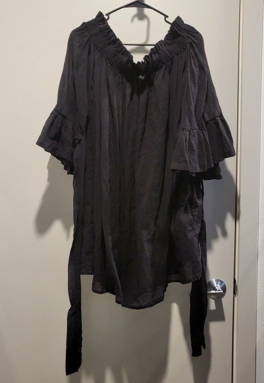 Nuit Clothing Atelier Paperbag Tunic In Black Cotton voile