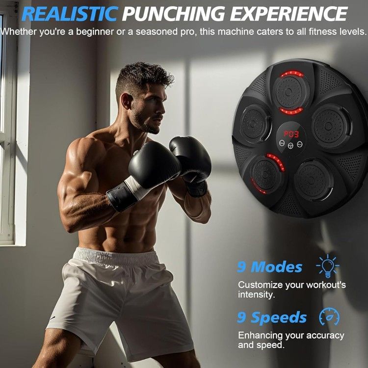 Music Boxing Machine with Boxing Gloves, Home Smart Bluetooth Boxing Equipment, Boxing Machine Wall Mounted, Rechargeable Boxing Training Equipment, M