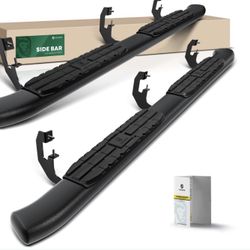 YHTAUTO 4.25 Inch Running Boards Fit Ford Bronco 2021 2022 2023 2024 2025 2026 4-Door SUV, Oval Bent Ends Side Steps Carbon Steel Step Bars Off-Road E