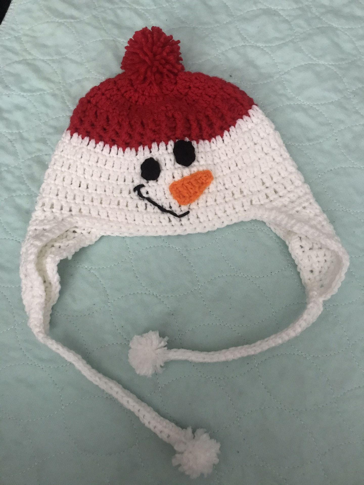 Crochet snowman kids hat