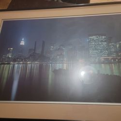 Framed And Matted New Yourk Skyline Before 911