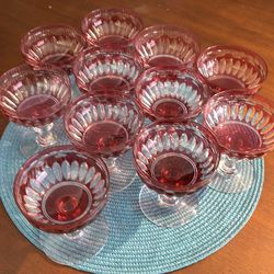 Vintage Bohemian Ruby Cut to Clear  Goblets