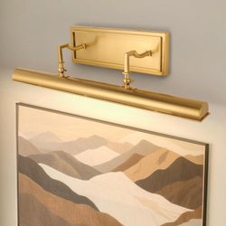 Picture Light for Wall, 24 Inch Gold Wall Light Hardwire, 270 Rotatable, E12 Base, 3-Light Picture Frame Lights for Painting, Living Room, Bedroom (Ex