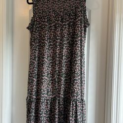 Large Pink And Green Floral Dress